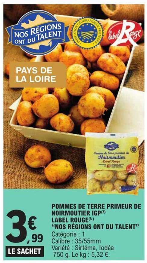pommes de terre primeur de noirmoutier igp label rouge "nos régions ont du talent"