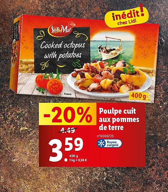 poulpe cuit aux pommes de terre sol & mar