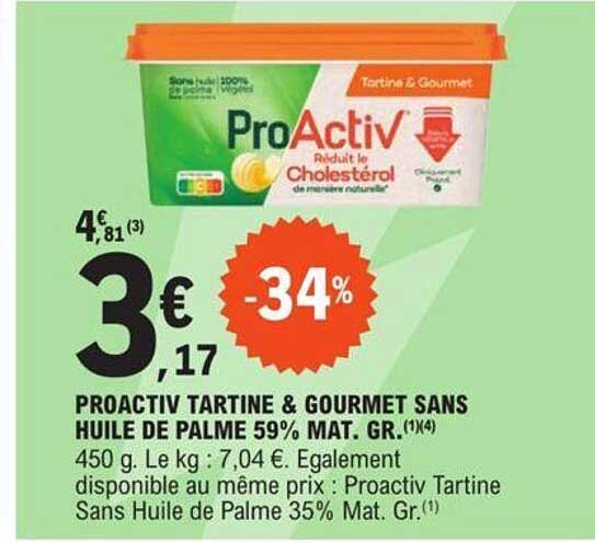 proactiv tartine & gourmet sans huile de palme 59% mat.gr.