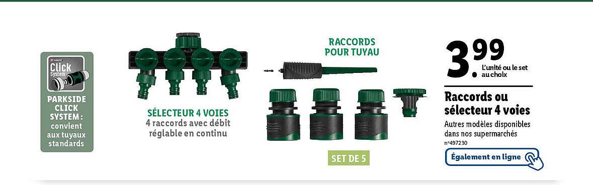 raccords ou sélecteur 4 voies parkside