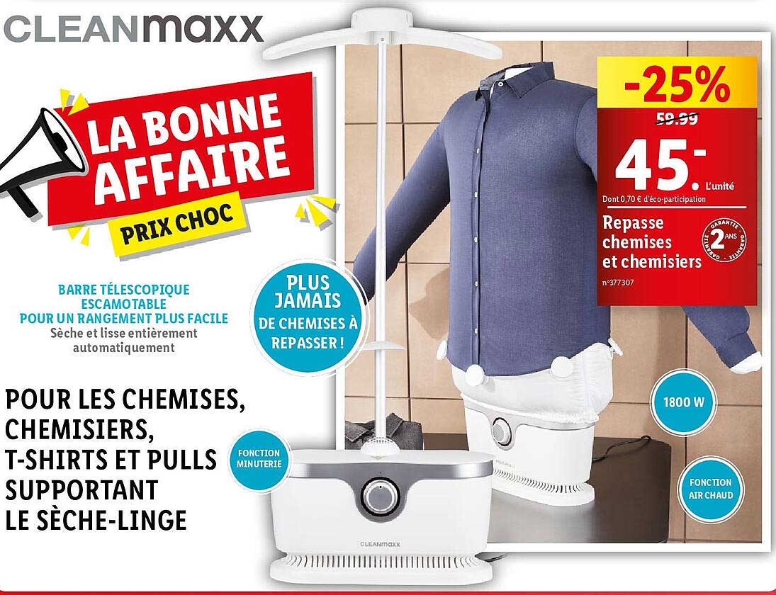 repasse chemises et chemisiers clean maxx