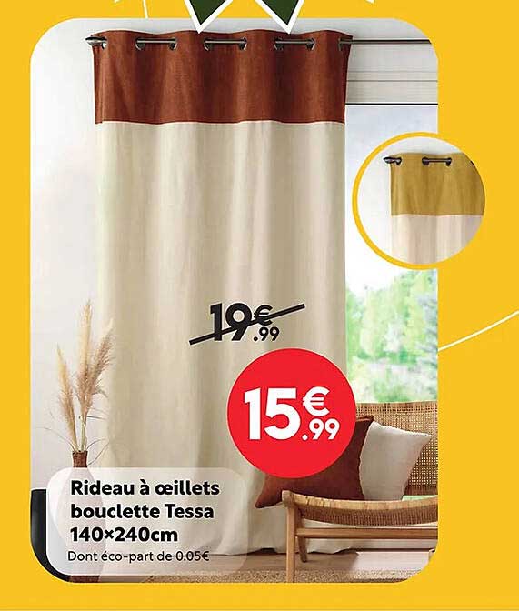 rideau à œillets bouclette tessa 140 x 240 cm