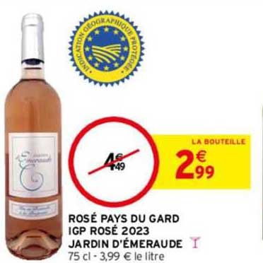 rosé pays du gard igp rosé 2023 jardin d'émeraude