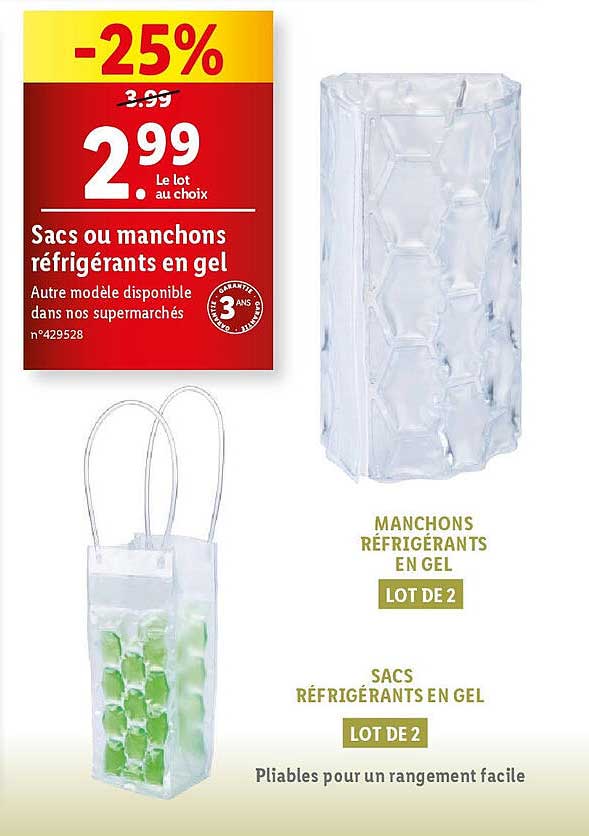 sacs ou manchons réfrigérants en gel