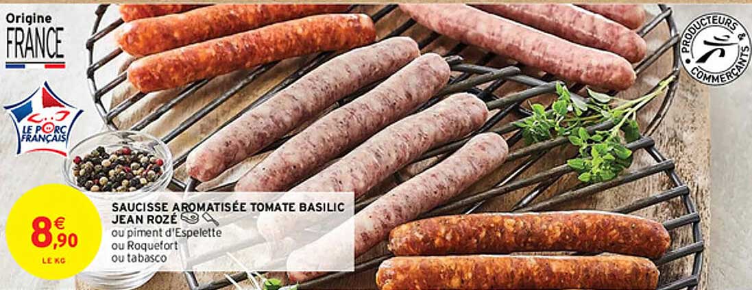 saucisse aromatisée tomate basilic jean rozé