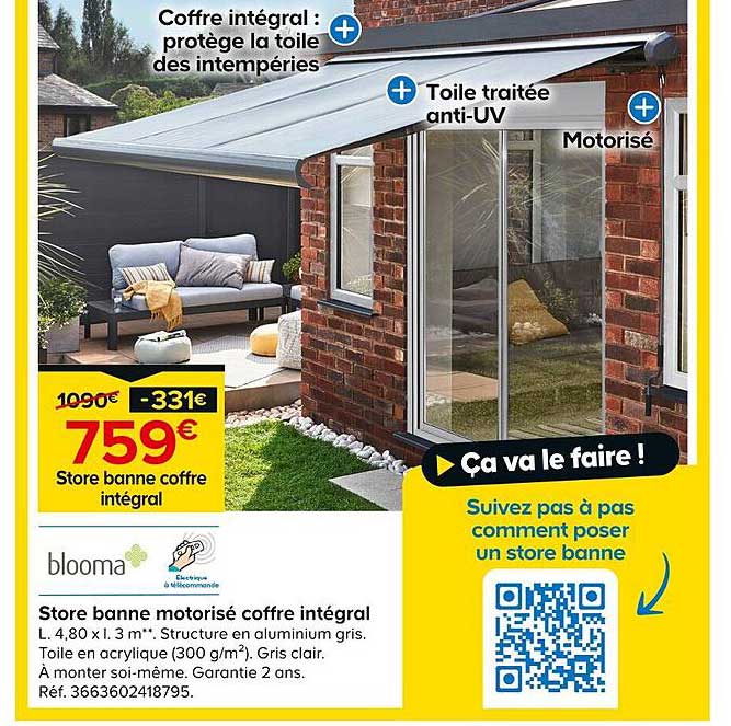store banne motorisé coffre intégral blooma