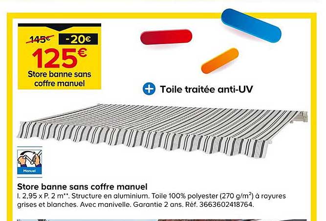 store banne sans coffre manuel