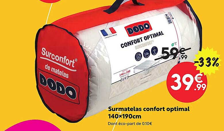 surmatelas confort optimal 140 x 190 cm dodo