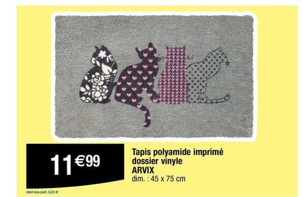 tapis polyamide imprimé dossier vinyle arvix