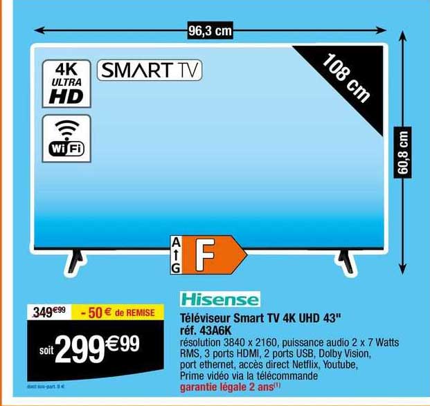 Téléviseur Smart Tv 4k Uhd 43" Hisense