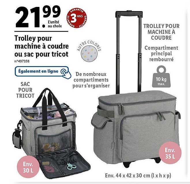 Trolley Pour Machine à Coudre Ou Sac Pour Tricot