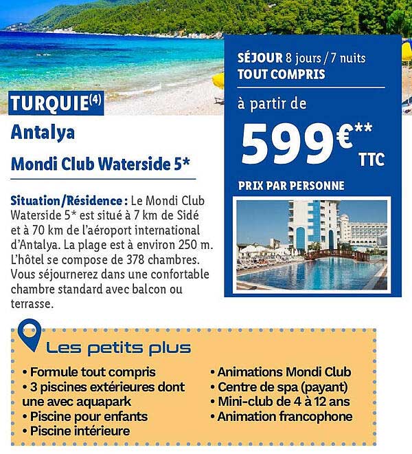 turquie antalya : mondi club waterside 5*