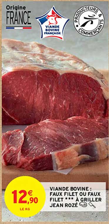 viande bovine : faux filet ou faux filet*** à griller jean rozé