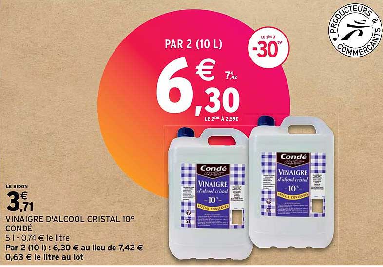 vinaigre d'alcool cristal 10° condé