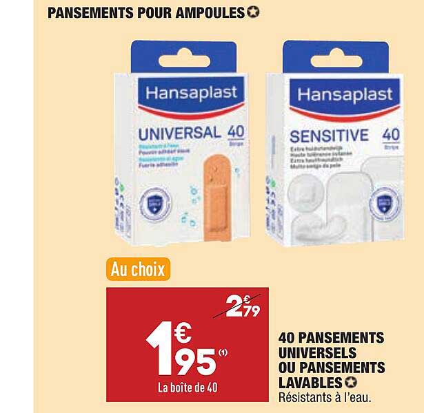 40 pansements universels ou pansements lavables hansaplast