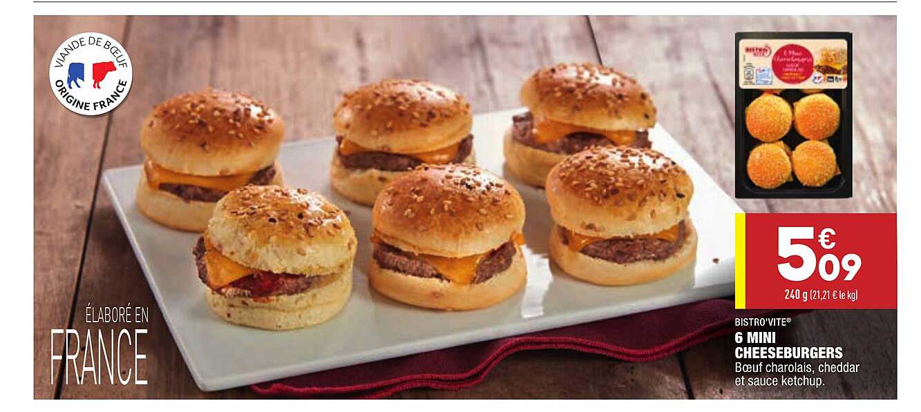 6 Mini Cheeseburgers Bistro'vite