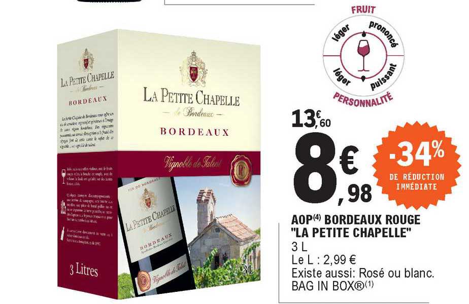 aop bordeaux rouge la petite chapelle -34% de réduction immédiate