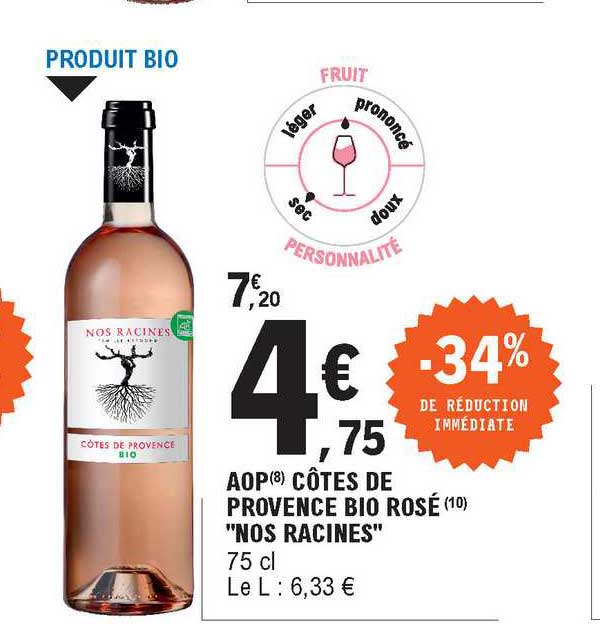 Aop Côtes De Provence Bio Rosé Nos Racines -34% De Réduction Immédiate