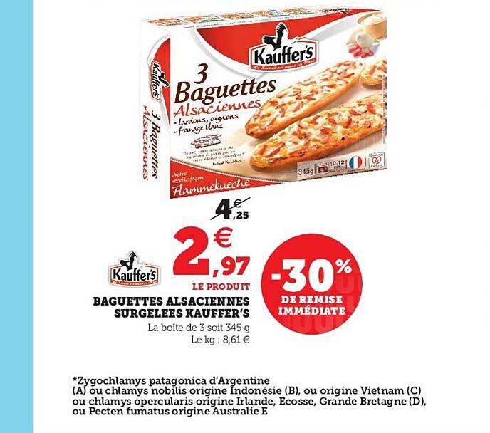 Baguettes Alsaciennes Surgelées Kauffer's -30% De Remise Immédiate