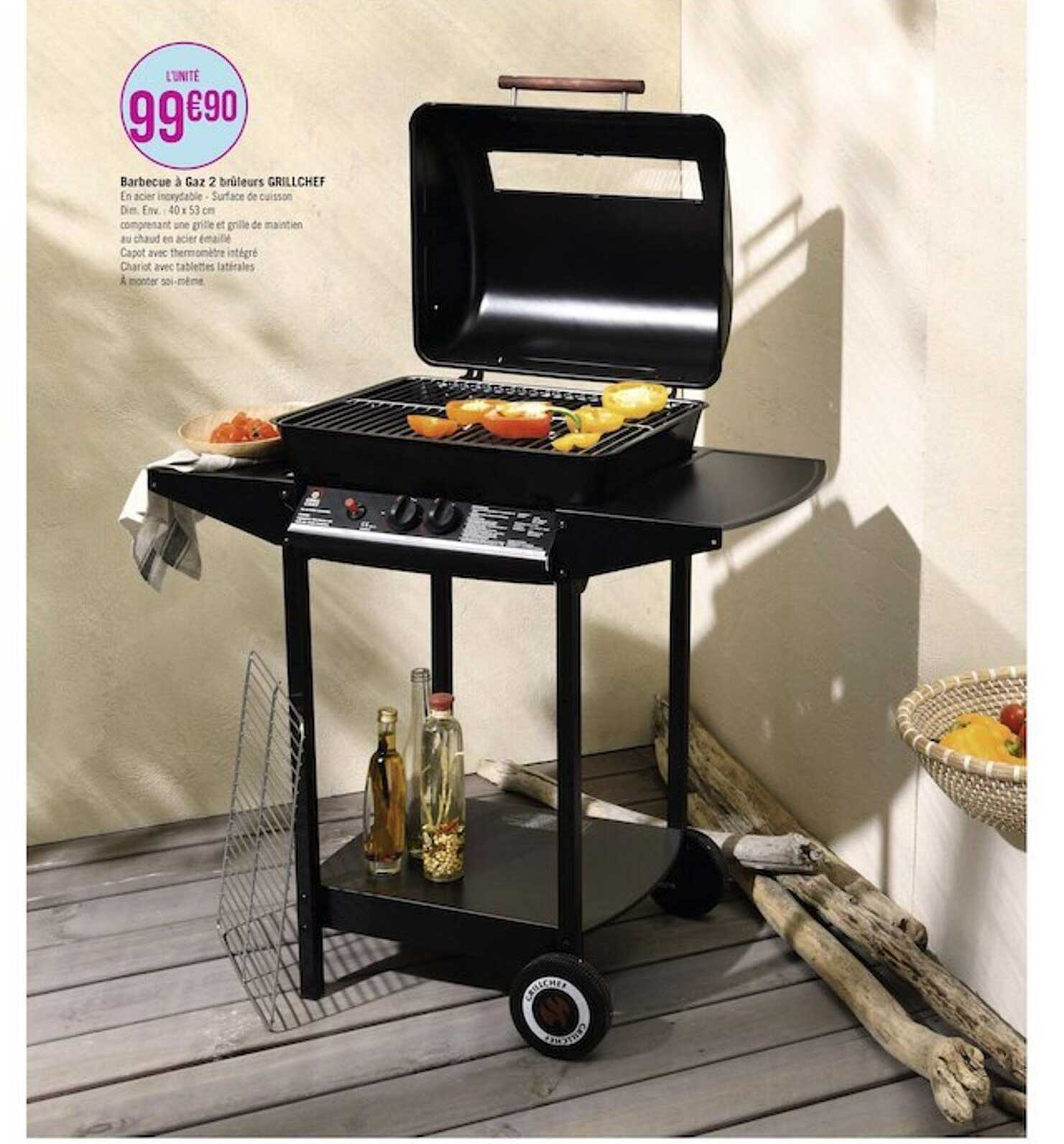 barbecue à gaz 2 bruleurs grillchef