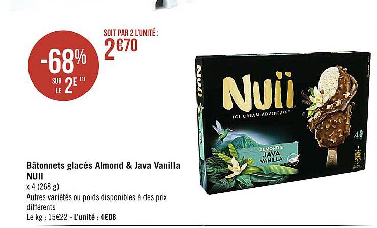 bâtonnets glacés almond & java vanilla nuii