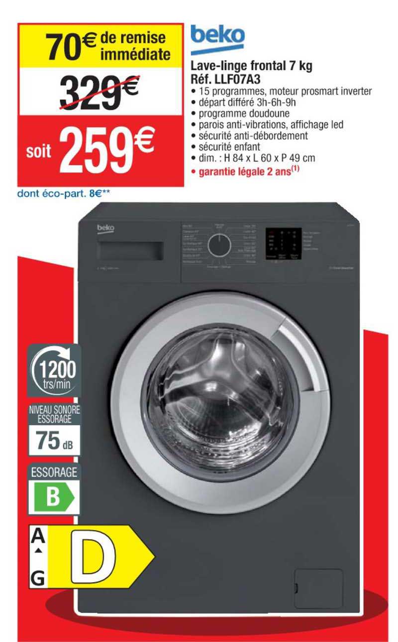 beko lave-linge frontal 7 kg réf. llf07a3