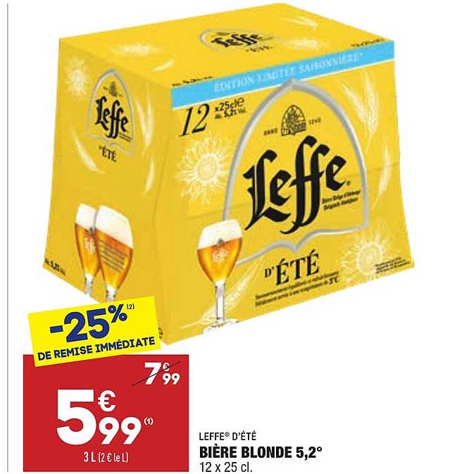 bière blonde 5,2° leffe d'été