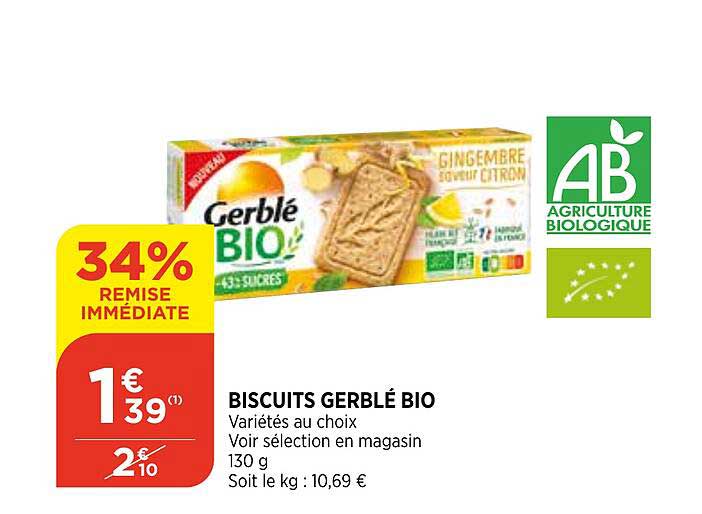 Biscuits Gerblé Bio 34% Remise Immédiate