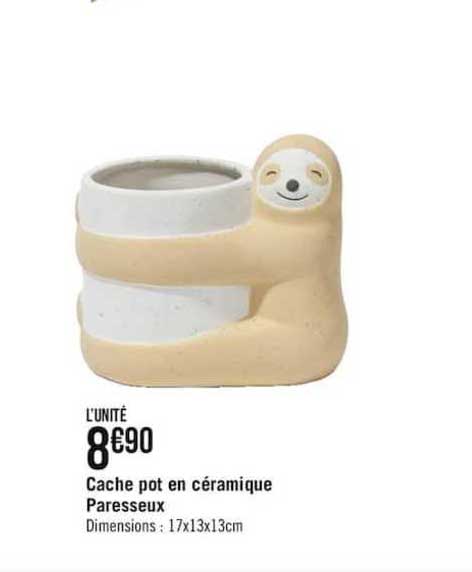 cache pot en céramique paresseux