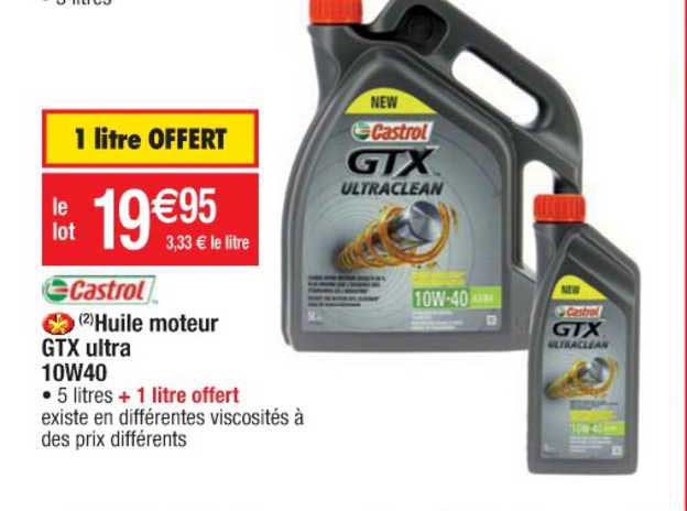castrol huile moteur gtx ultra 10w40