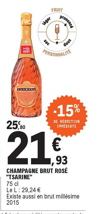 champagen brut rosé tsarine -15% de réduction immédiate