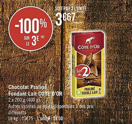 Chocolat Praline Fondant Lait Cote D'or