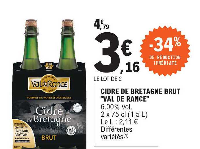 Cidre De Bretagne Brut Val De Rance -34% De Réduction Immédiate