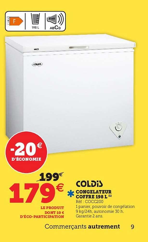 coldis congélateur coffre 198 l