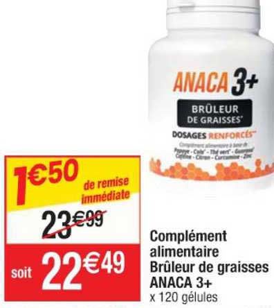 complément alimentaire brûleur de graisses anaca 3+