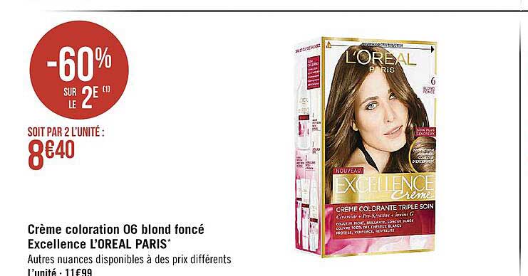 Creme coloration 06 blond fonce Excellence L'oreal Paris