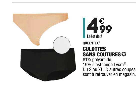 culottes sans coutures queentex