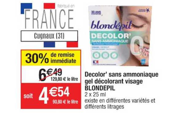 decolor' sans ammoniaque gel décolorant visage blondepil