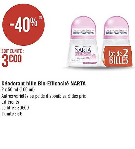 Deodorant Bille Bio-Efficacite Narta