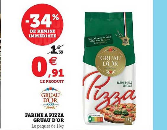 farine à pizza gruau d'or -34% de remise immédiate
