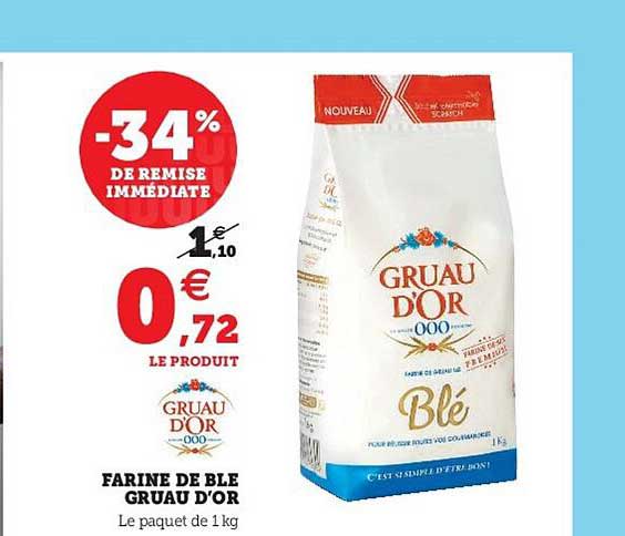 farine de blé gruau d'or -34% de remise immédiate