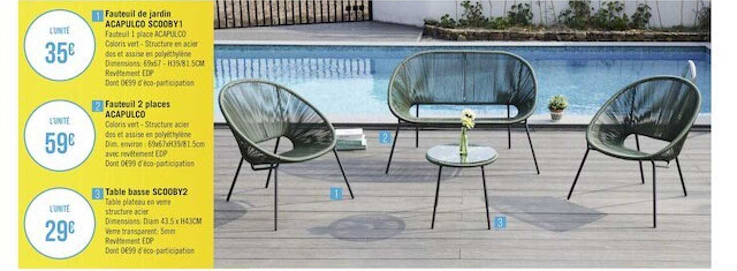 fauteuil de jardin acapulco scooby1 , fauteuil 2 places acapulco , table basse scooby2