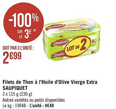 Filets De Thon à L'huile D'olive Vierge Extra Saupiquet