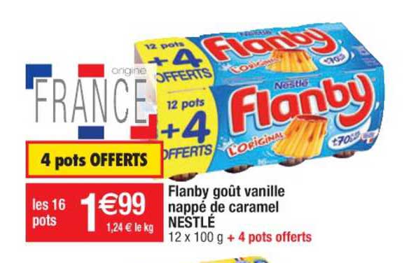 flanby goût vanille nappé de caramel nestlé + 4 pots offerts