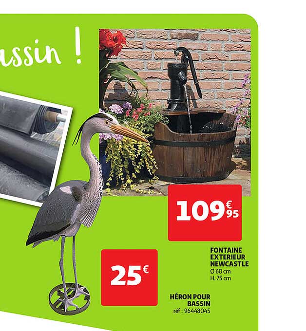 fontaine extérieur newcastle, héron pour bassin