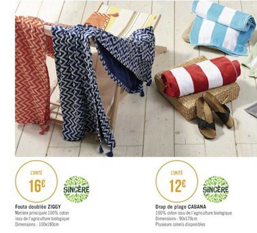 Fouta Double Ziggy Sincère, Drap De Plage Cabana Sincère