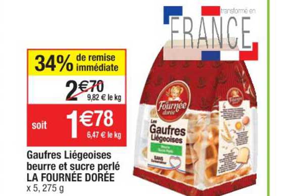 gaufres liégeoises beurre et sucre perlé la fournée dorée 34% de remise immédiate
