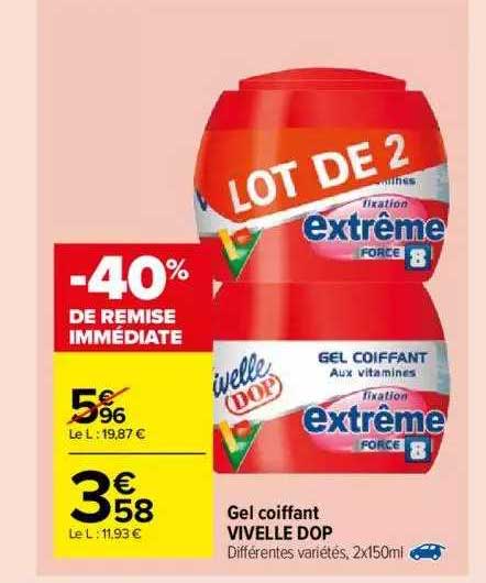 gel coiffant vivelle dop -40% de remise immédiate