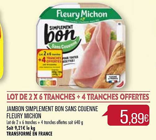jambon simplement bon sans couenne fleury michon