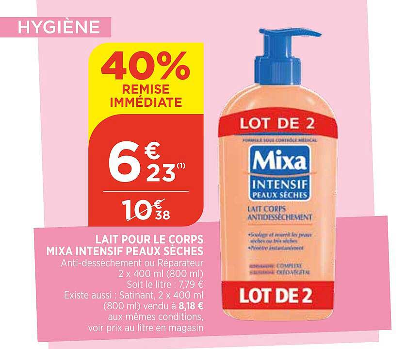 lait pour le corps mixa intensif peaux sèches 40% remise immédiate